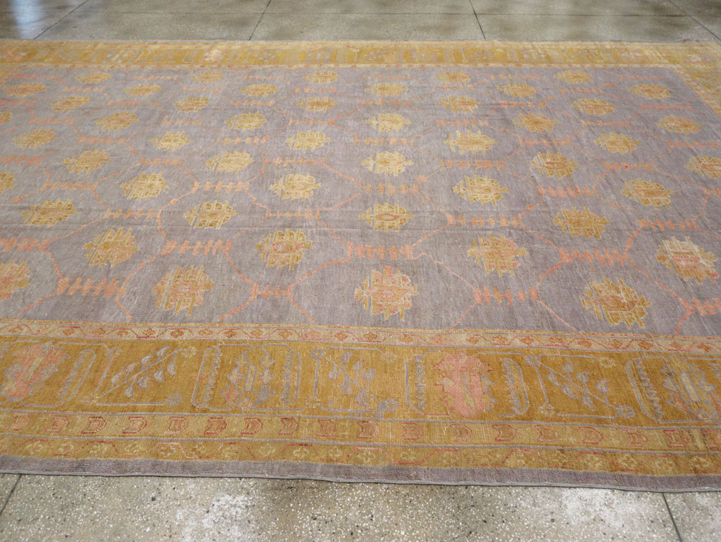 Antique Turkish Oushak Large Carpet, No.31372 - Staging