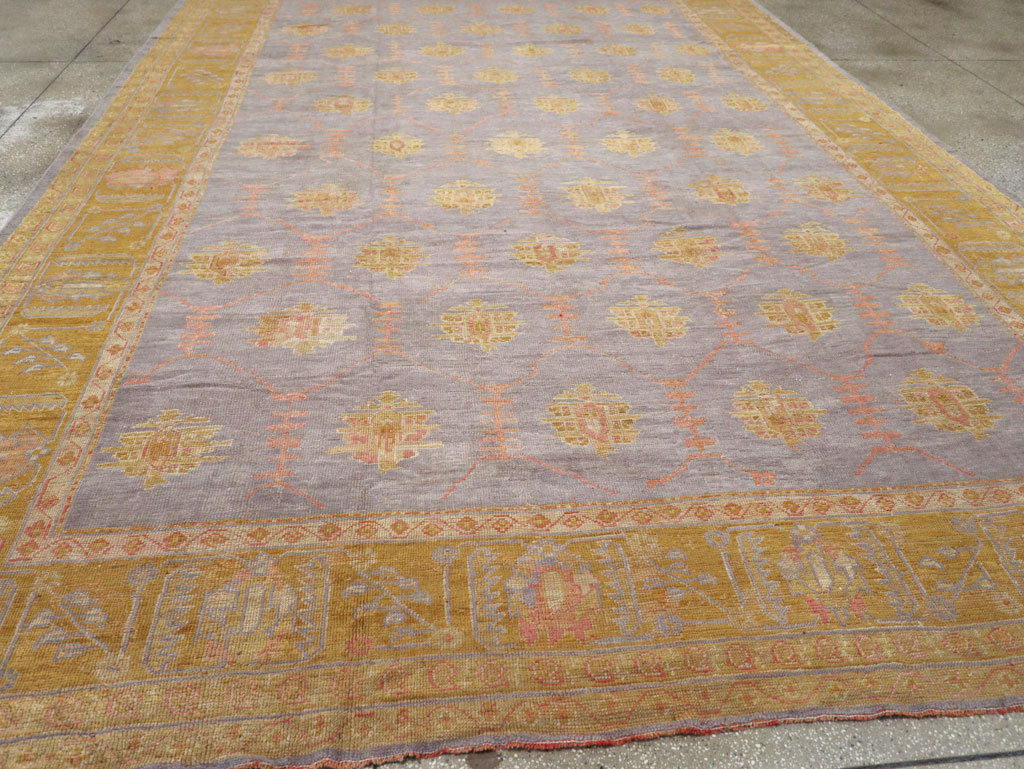 Antique Turkish Oushak Large Carpet, No.31372 - Staging