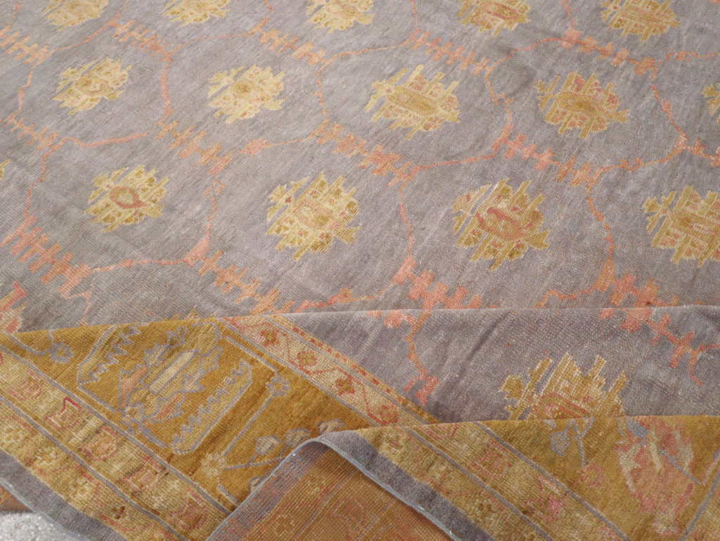 Antique Turkish Oushak Large Carpet, No.31372 - Staging