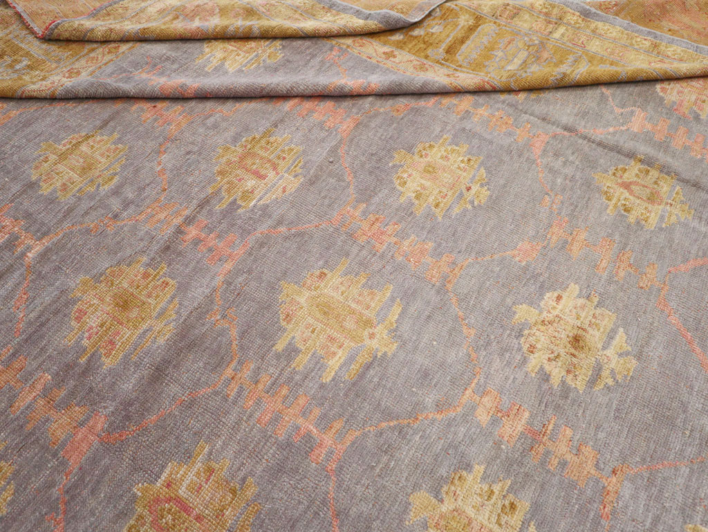 Antique Turkish Oushak Large Carpet, No.31372 - Staging