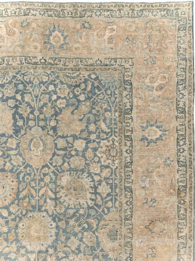 Antique Persian Tabriz Room Size Carpet, No.31374 - Staging