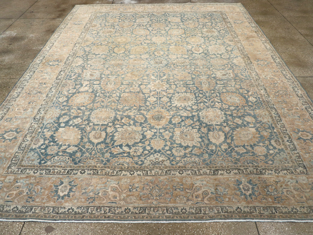 Antique Persian Tabriz Room Size Carpet, No.31374 - Staging