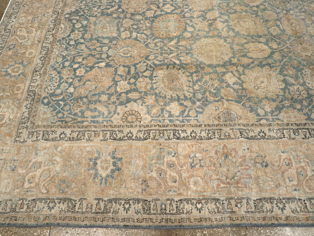 Antique Persian Tabriz Room Size Carpet, No.31374 - Staging