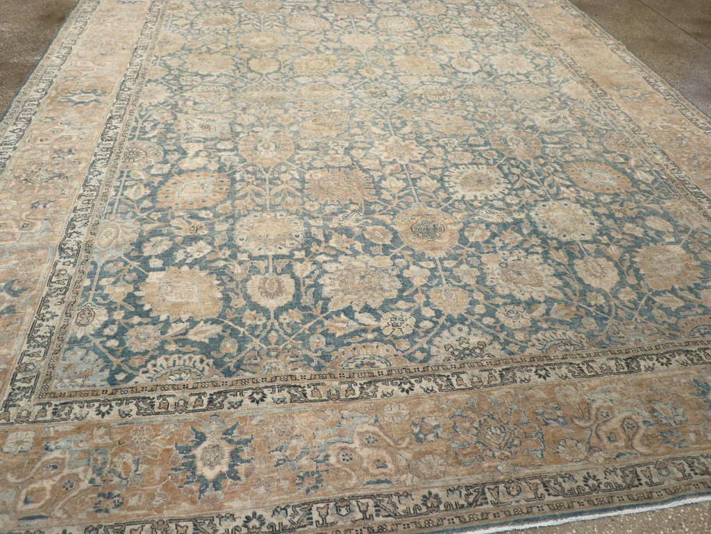 Antique Persian Tabriz Room Size Carpet, No.31374 - Staging