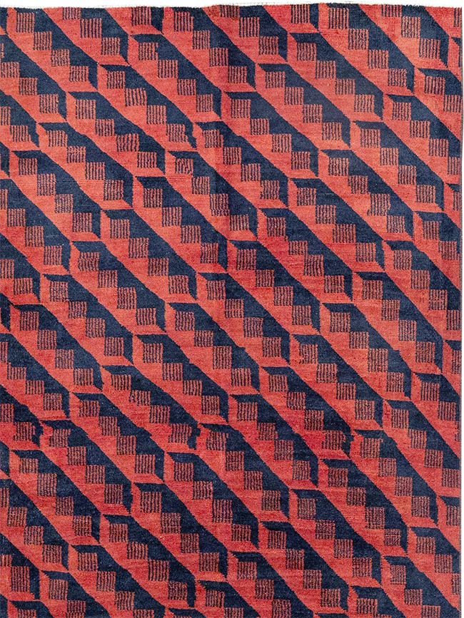 Vintage Anatolian Deco Carpet, No.31375 - Staging