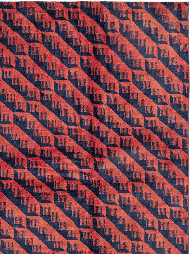 Vintage Anatolian Deco Carpet, No.31375 - Staging