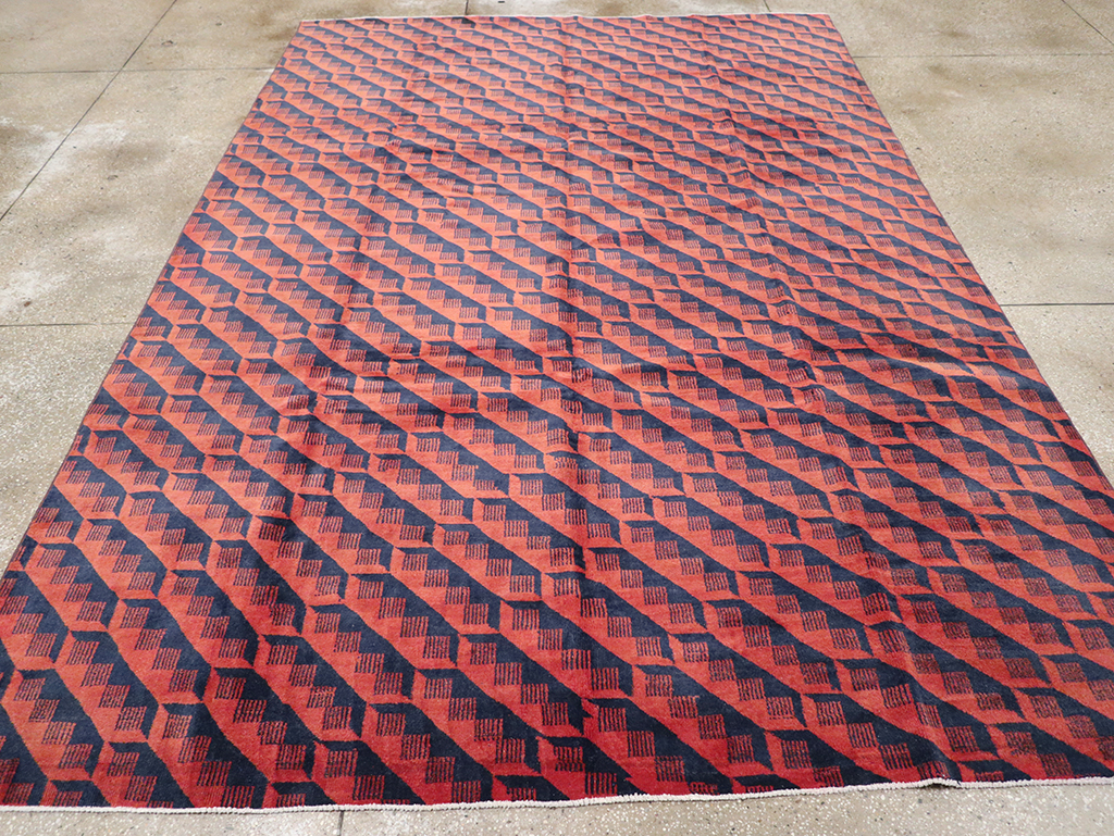 Vintage Anatolian Deco Carpet, No.31375 - Staging