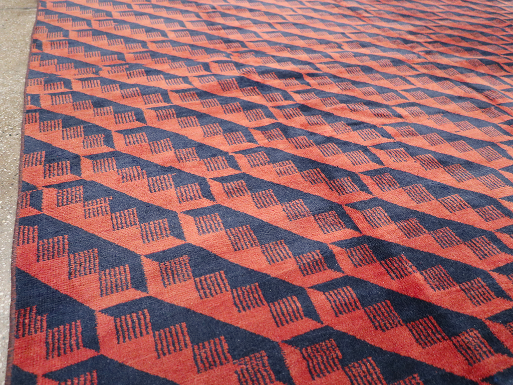 Vintage Anatolian Deco Carpet, No.31375 - Staging