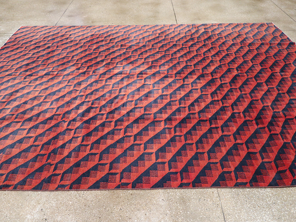 Vintage Anatolian Deco Carpet, No.31375 - Staging