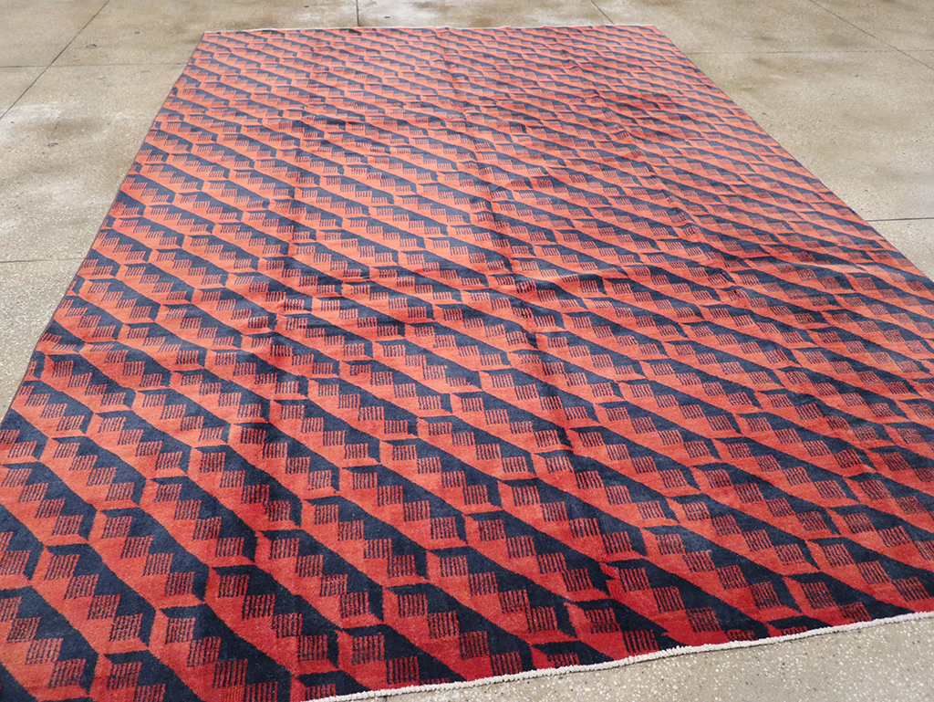 Vintage Anatolian Deco Carpet, No.31375 - Staging