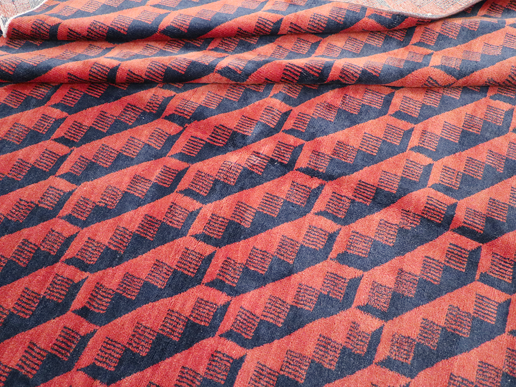 Vintage Anatolian Deco Carpet, No.31375 - Staging