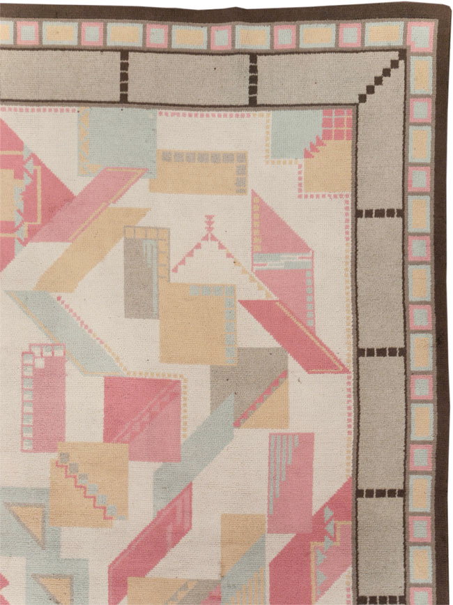 Vintage European Art Deco Large Room Size Carpet, No.31378 - Staging