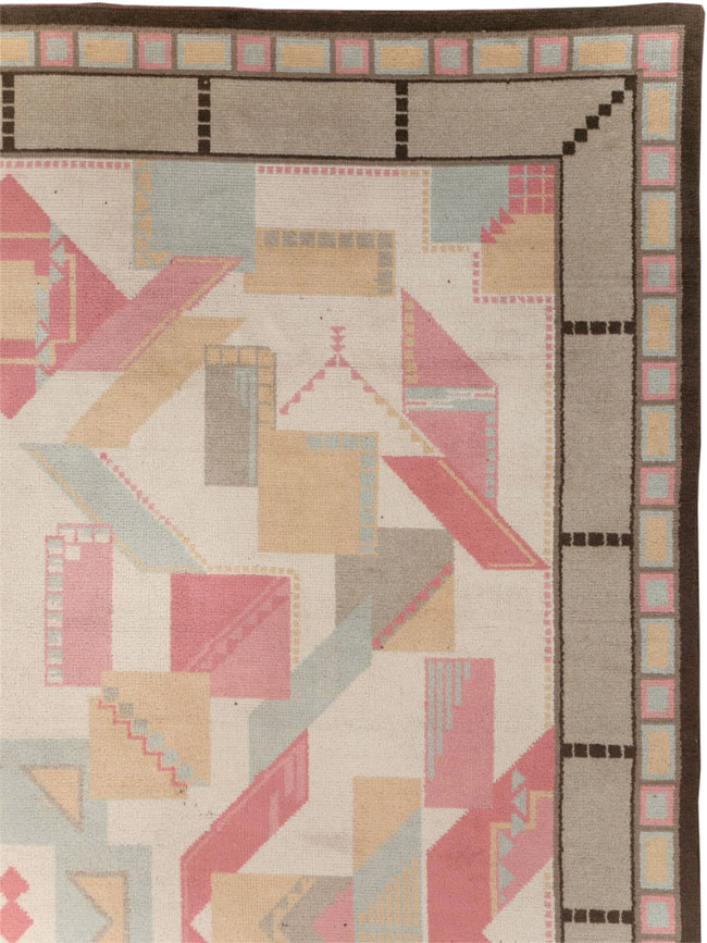 Vintage European Art Deco Large Room Size Carpet, No.31378 - Staging