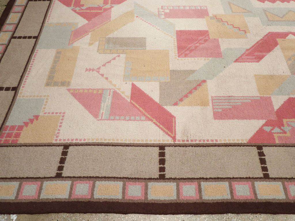 Vintage European Art Deco Large Room Size Carpet, No.31378 - Staging