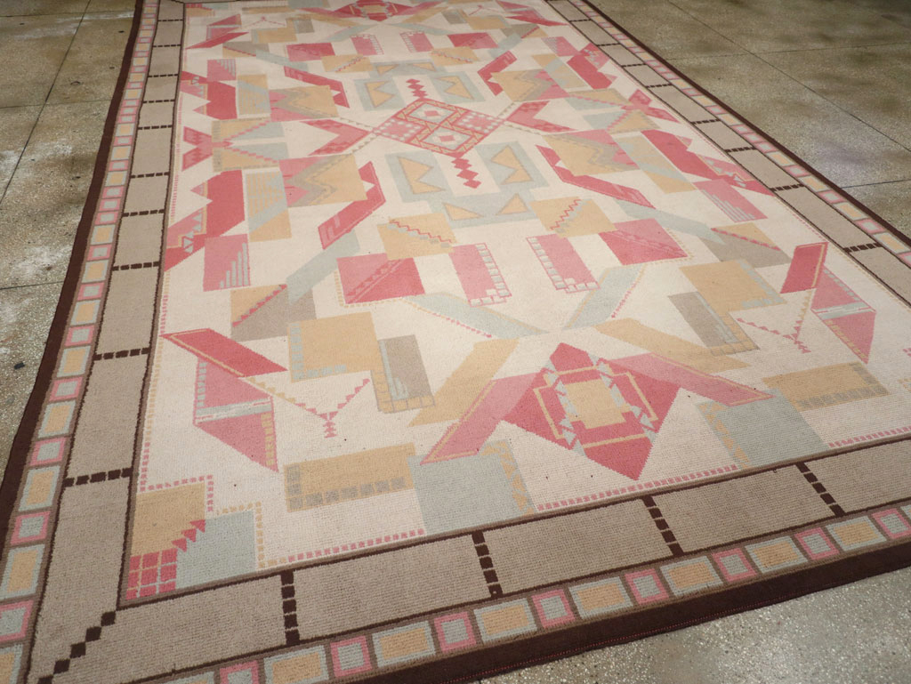 Vintage European Art Deco Large Room Size Carpet, No.31378 - Staging