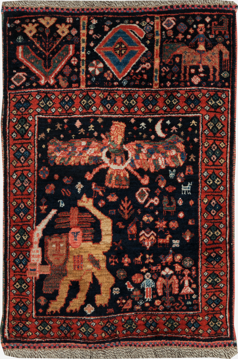 Persian Qashqai Pictorial Rug, No.31396 - Staging