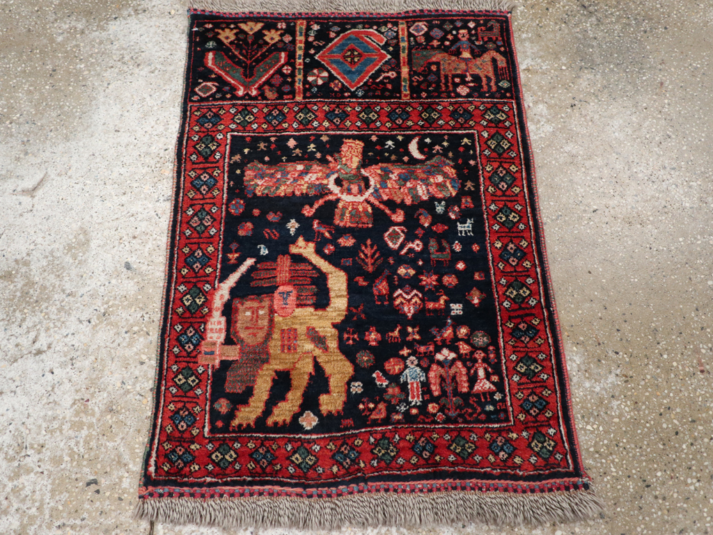 Persian Qashqai Pictorial Rug, No.31396 - Staging
