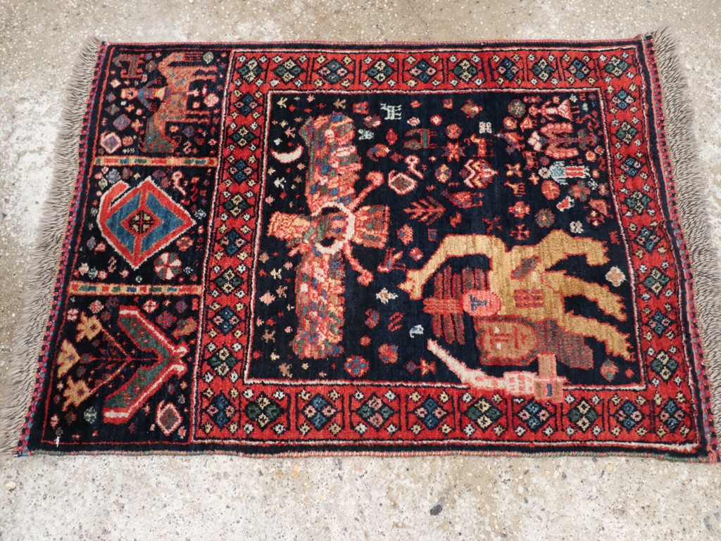 Persian Qashqai Pictorial Rug, No.31396 - Staging