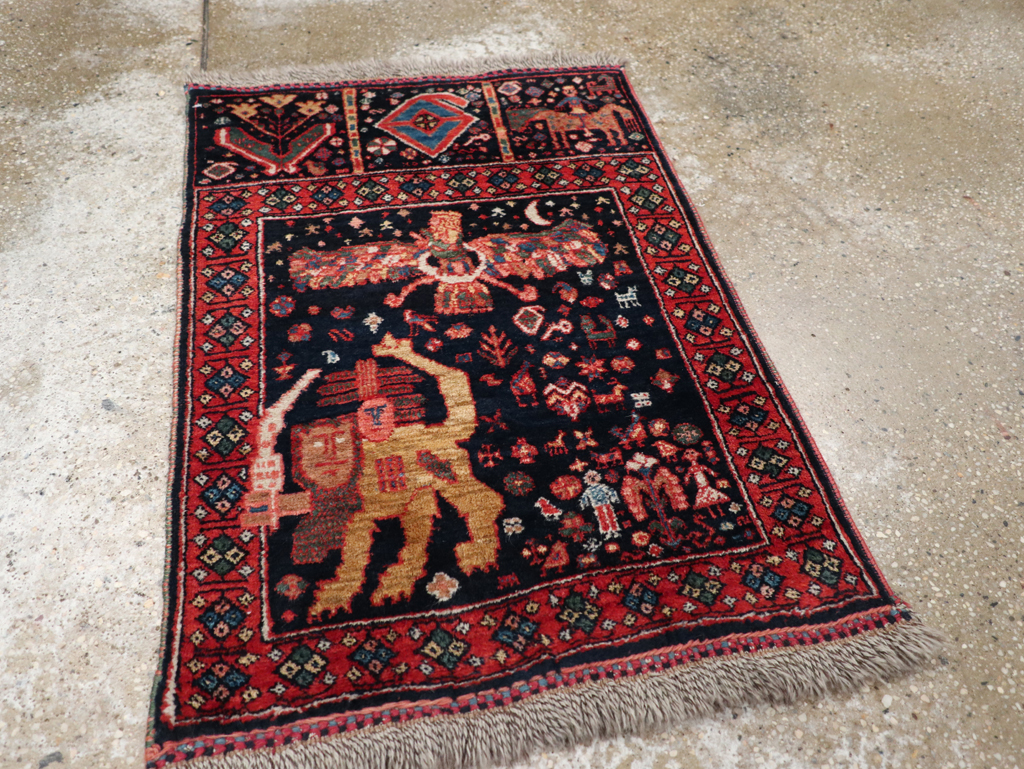Persian Qashqai Pictorial Rug, No.31396 - Staging