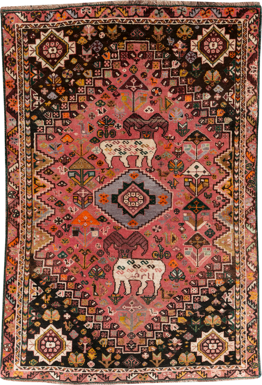 Vintage Persian Pictorial Shiraz Rug, No.31398 - Staging