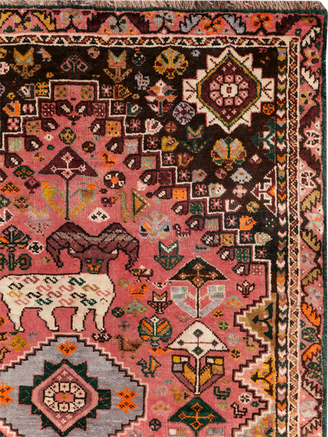 Vintage Persian Pictorial Shiraz Rug, No.31398 - Staging