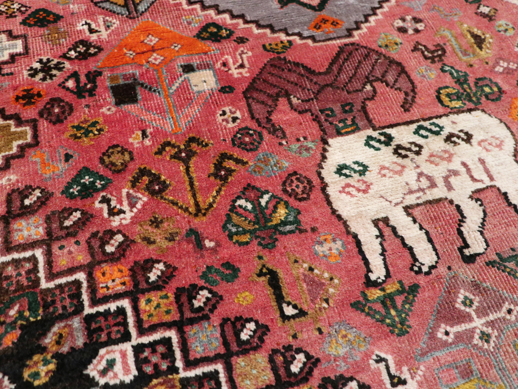 Vintage Persian Pictorial Shiraz Rug, No.31398 - Staging