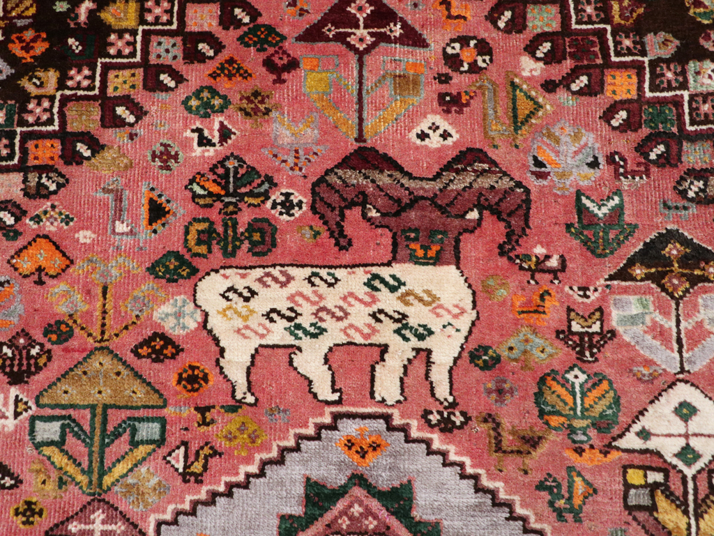 Vintage Persian Pictorial Shiraz Rug, No.31398 - Staging