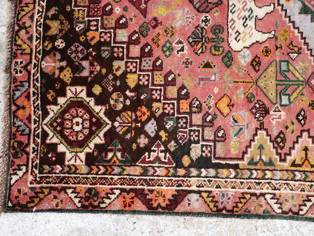 Vintage Persian Pictorial Shiraz Rug, No.31398 - Staging