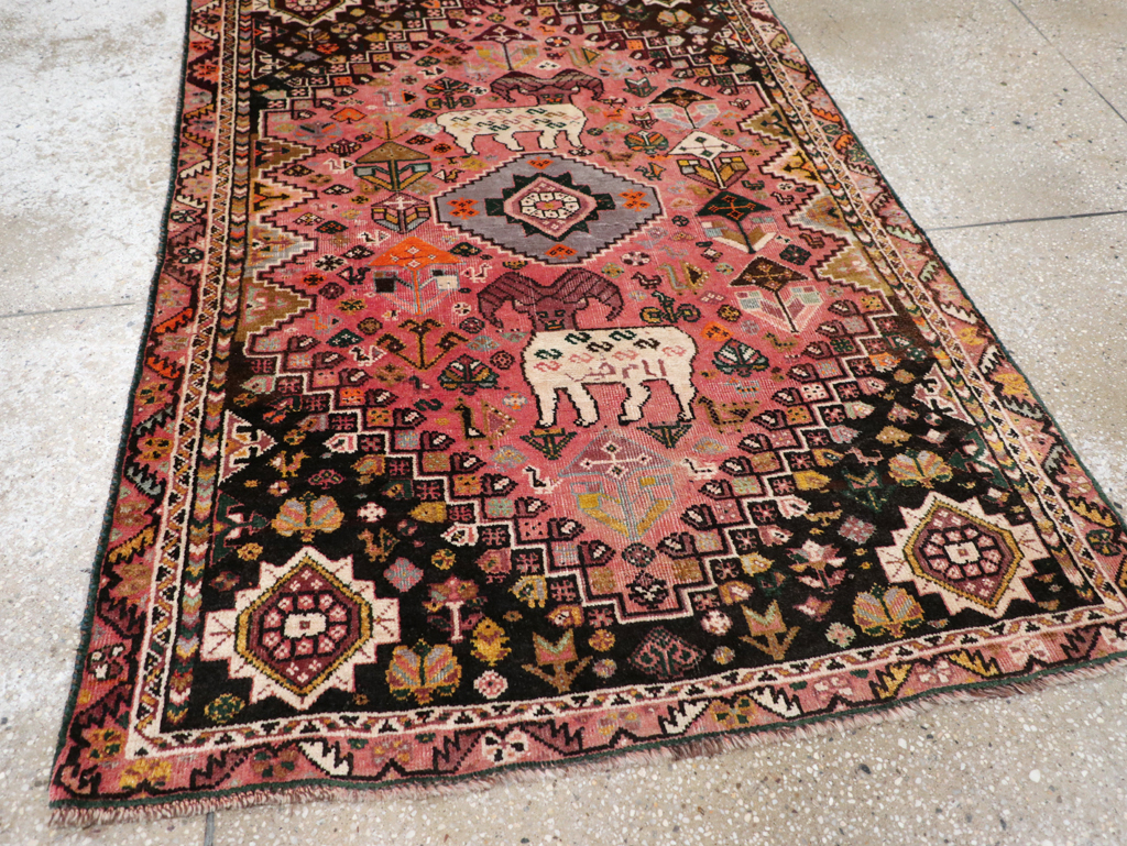 Vintage Persian Pictorial Shiraz Rug, No.31398 - Staging