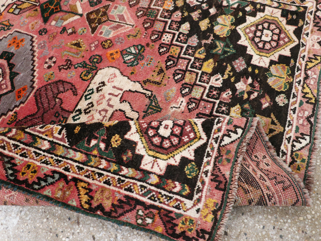 Vintage Persian Pictorial Shiraz Rug, No.31398 - Staging