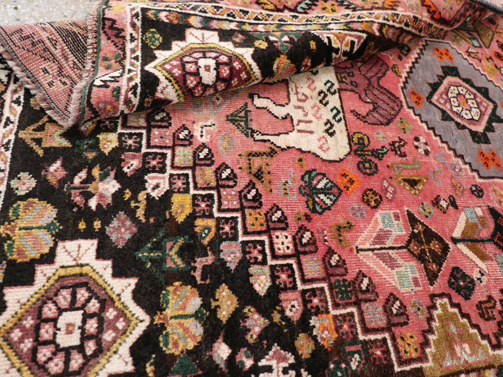 Vintage Persian Pictorial Shiraz Rug, No.31398 - Staging