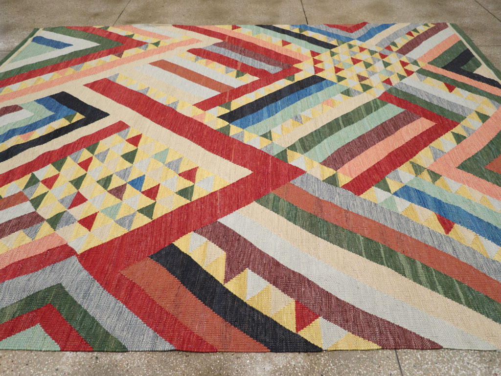 Contemporary Turkish Flatweave Room Size Carpet, No.31401 - Staging