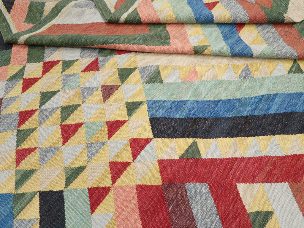 Contemporary Turkish Flatweave Room Size Carpet, No.31401 - Staging