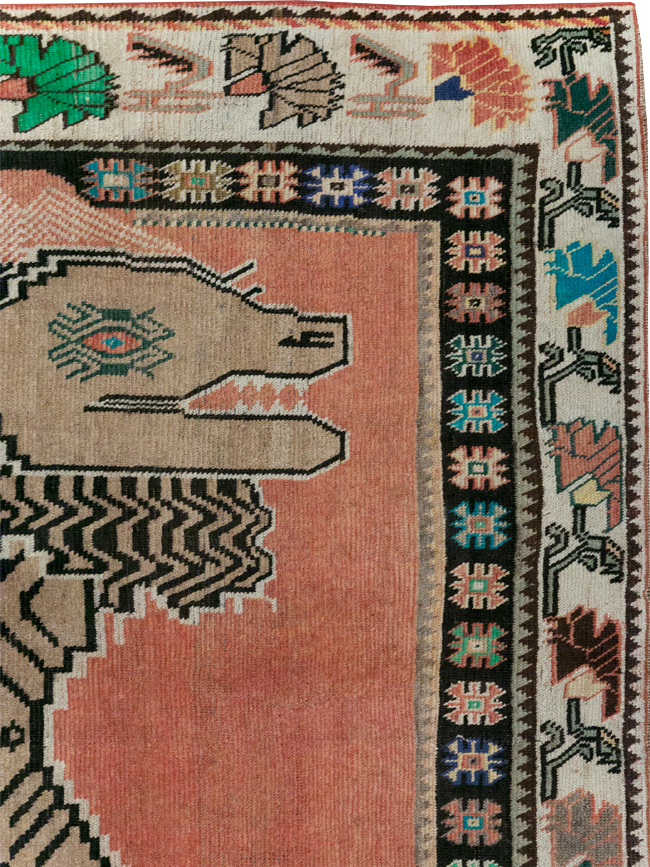 Vintage Persian Pictorial Gabbeh Accent Carpet, No.31410 - Staging