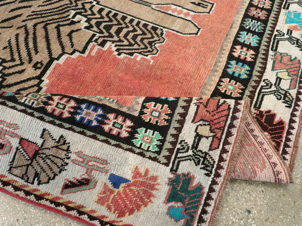 Vintage Persian Pictorial Gabbeh Accent Carpet, No.31410 - Staging