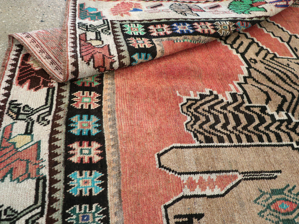 Vintage Persian Pictorial Gabbeh Accent Carpet, No.31410 - Staging