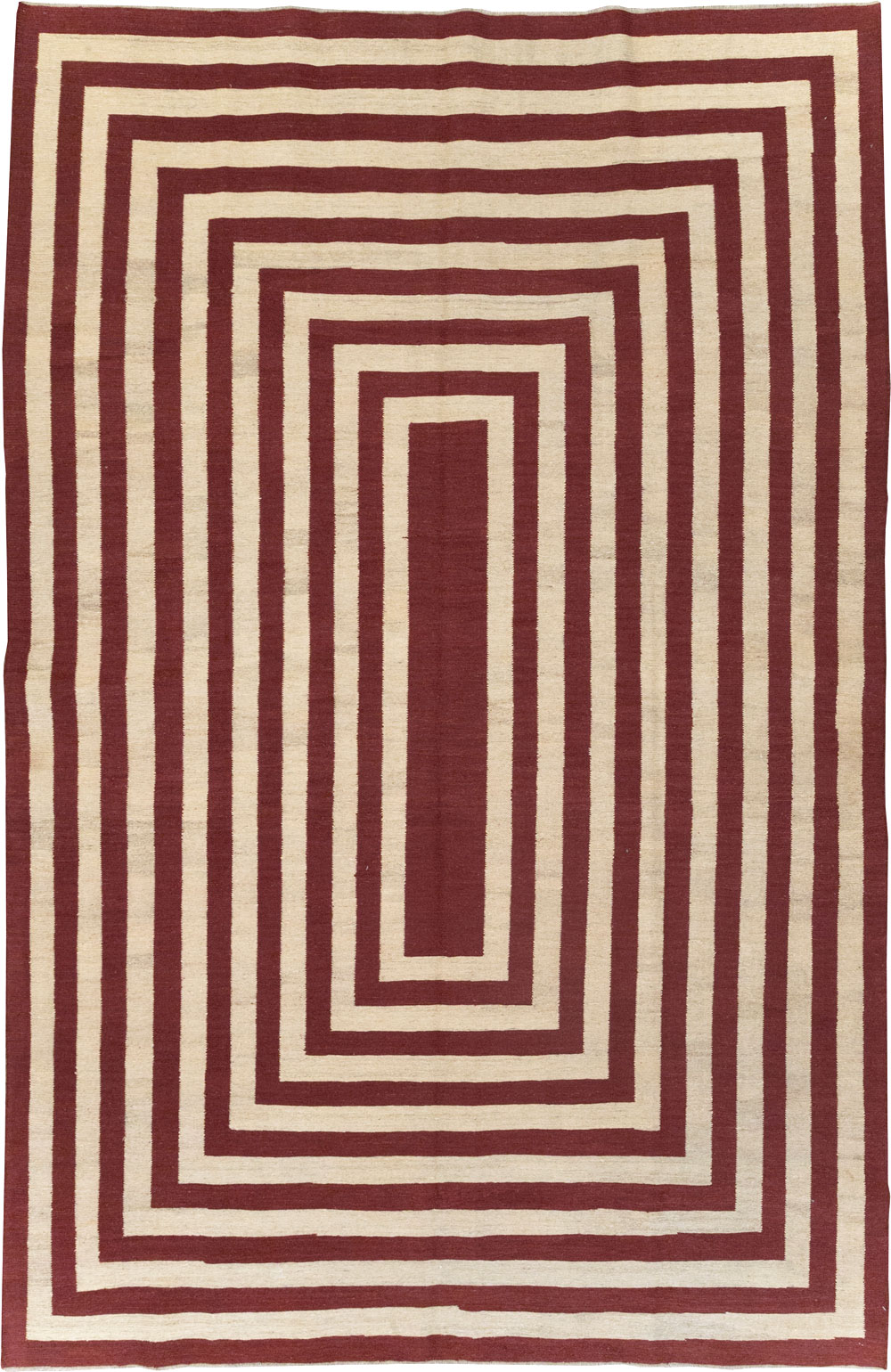 Contemporary Turkish Flatweave Accent Carpet, No.31412 - Staging