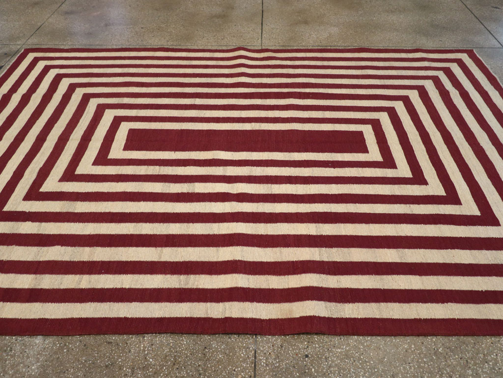 Contemporary Turkish Flatweave Accent Carpet, No.31412 - Staging