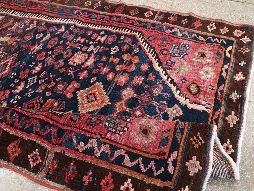 Vintage Persian Hamadan Pictorial Accent Rug, No.31413 - Staging