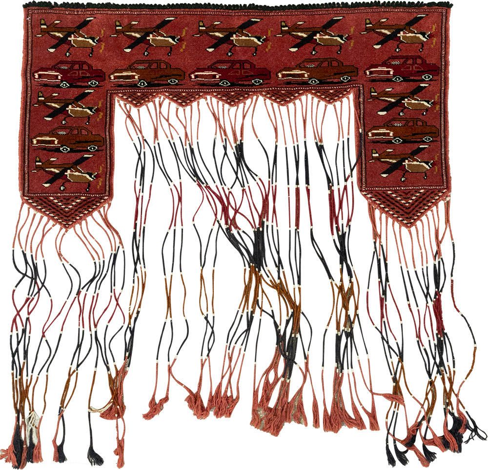 Vintage Central Asian Turkoman War Rug Style Door Hanging, No.31417 - Staging