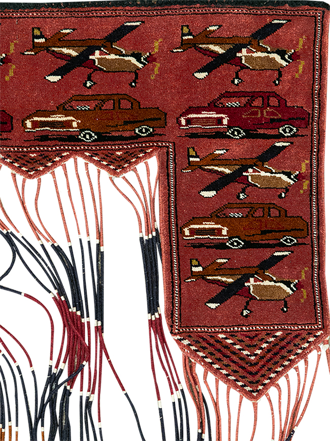 Vintage Central Asian Turkoman War Rug Style Door Hanging, No.31417 - Staging