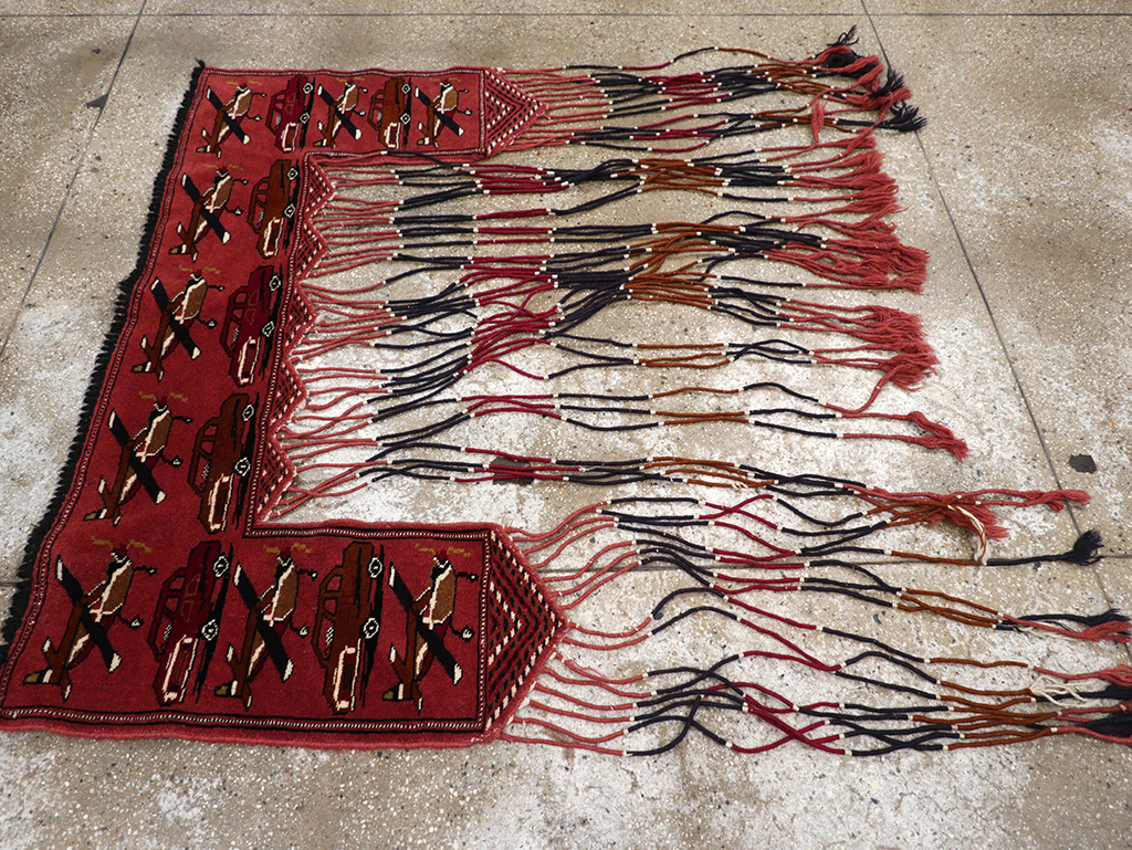 Vintage Central Asian Turkoman War Rug Style Door Hanging, No.31417 - Staging