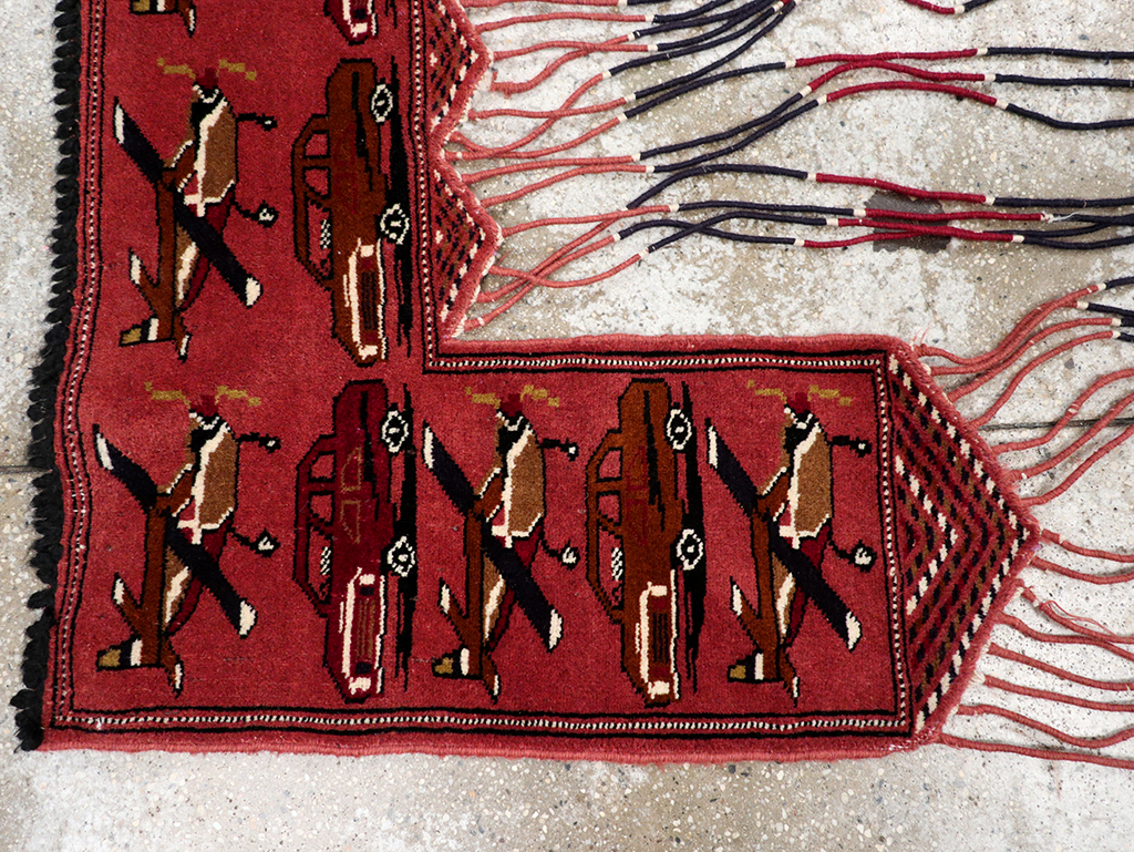 Vintage Central Asian Turkoman War Rug Style Door Hanging, No.31417 - Staging