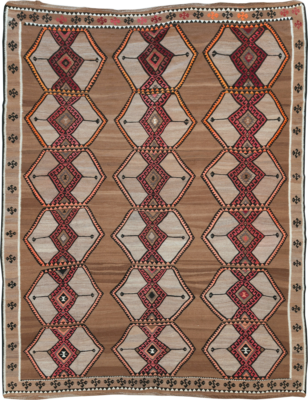 Vintage Turkish Flatweave Kilim Room Size Carpet, No.31423 - Staging