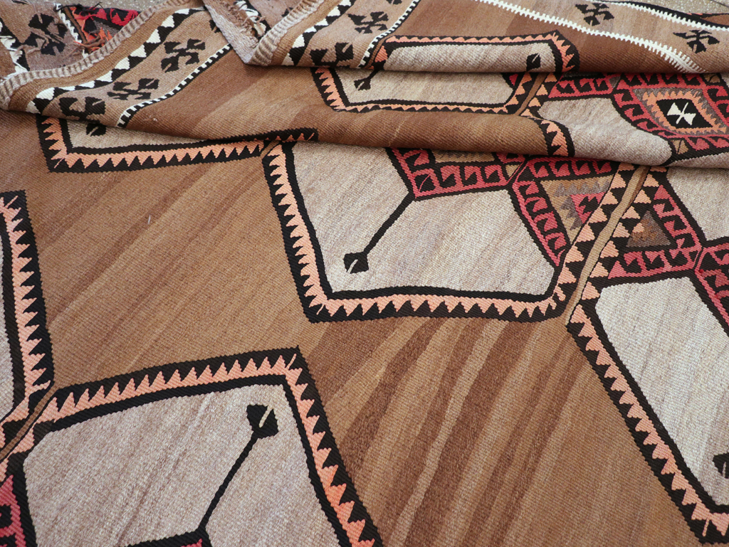 Vintage Turkish Flatweave Kilim Room Size Carpet, No.31423 - Staging