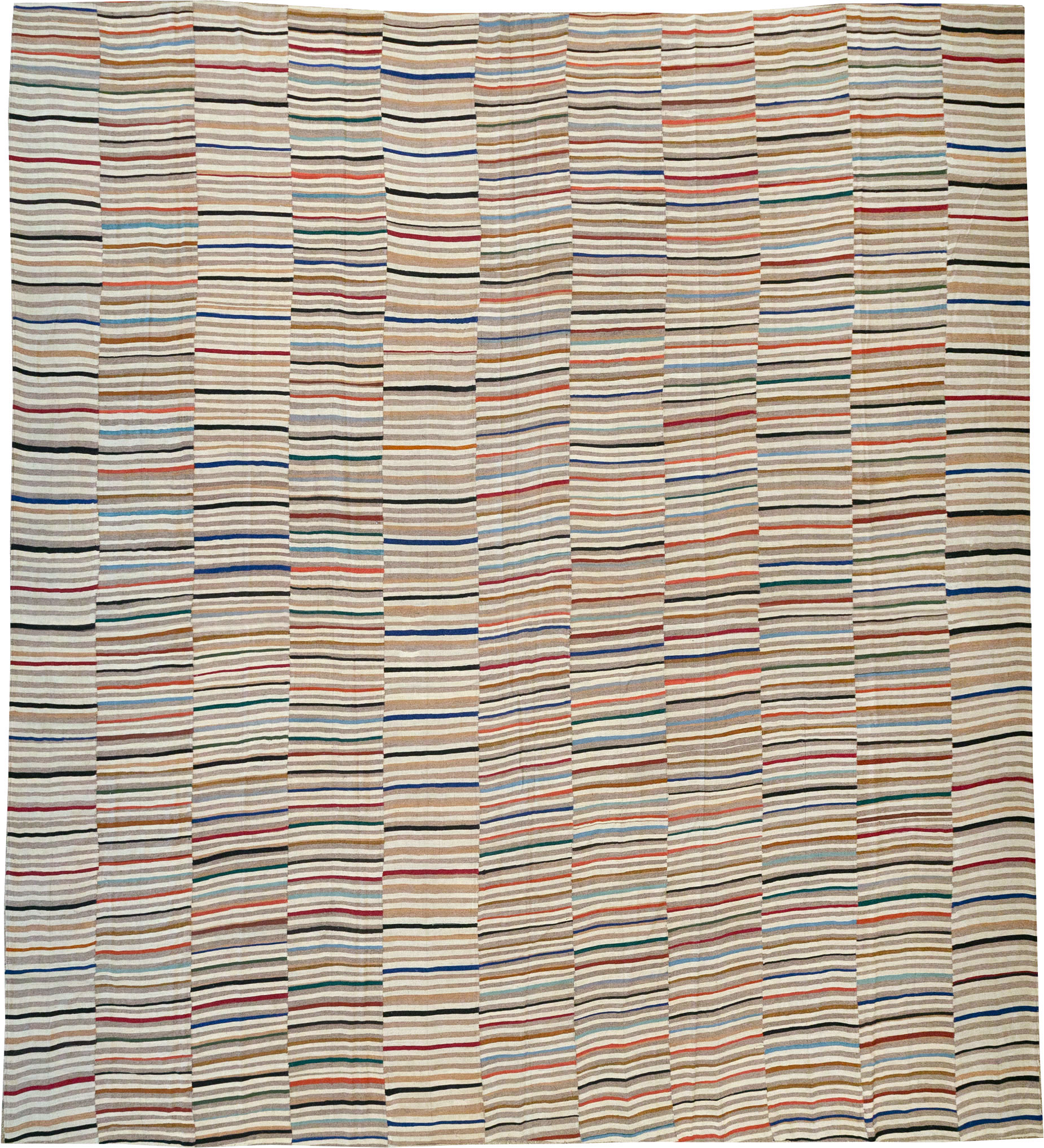 Modern Turkish Flatweave Kilim Oversize Square Carpet, No.31431 - Staging