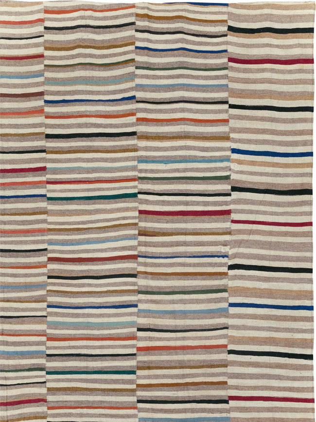 Modern Turkish Flatweave Kilim Oversize Square Carpet, No.31431 - Staging