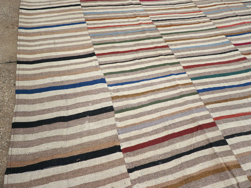 Modern Turkish Flatweave Kilim Oversize Square Carpet, No.31431 - Staging