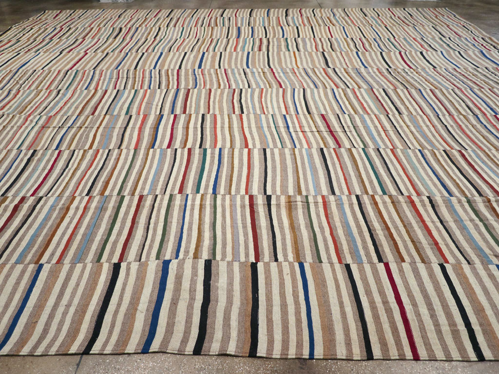 Modern Turkish Flatweave Kilim Oversize Square Carpet, No.31431 - Staging