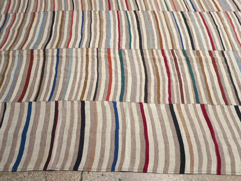 Modern Turkish Flatweave Kilim Oversize Square Carpet, No.31431 - Staging